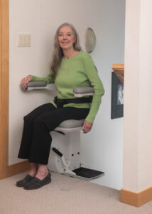 Mature Woman Using Stairlift in Philadelphia, PA